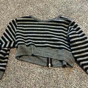 Grey and black cropped back zip sweater